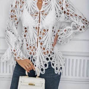 Cropped Asymmetric Shirt Sexy Solid Color Nightclub Semi-Sheer Summer Shirt